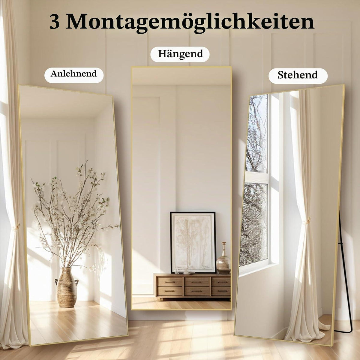 Ganzkörperspiegel 204x104cm – Stehspiegel für Schlafzimmer & Wohnzimmer