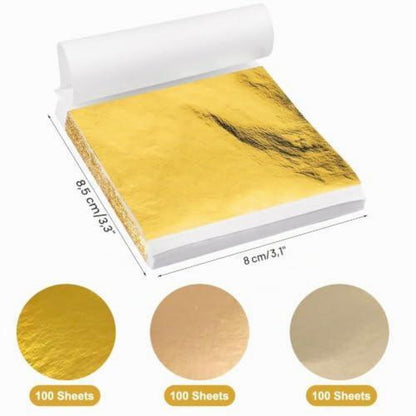 Blattgold Imitation 300 Blatt zum Basteln – 3 Farben