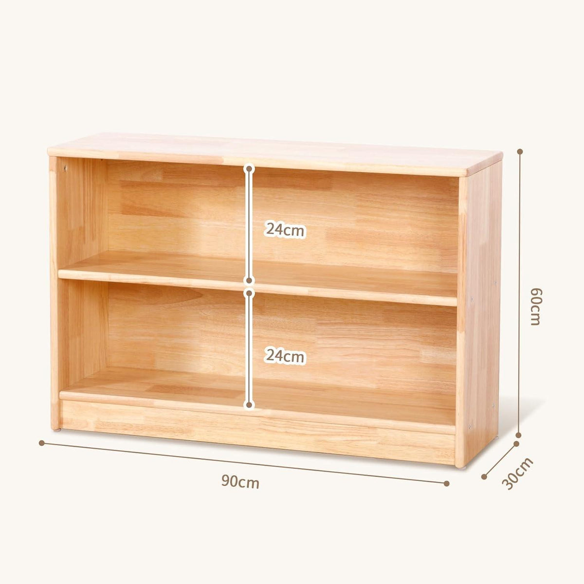 Gummiholz Spielzeugschrank Kinderregal 90cm – Organizer & Bücherregal
