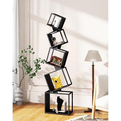 180cm Metall Bücherregal | 5 Ebenen | Robustes Standregal Schwarz
