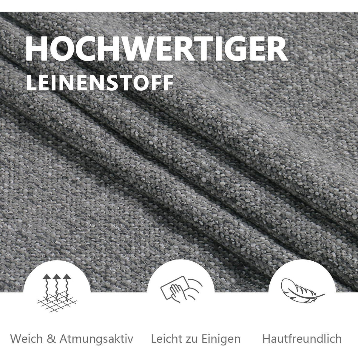 Esszimmerstühle 4er Set Dunkelgrau mit Armlehne & Leinenbezug