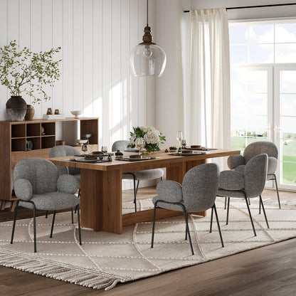 Esszimmerstühle 4er Set Dunkelgrau mit Armlehne & Leinenbezug