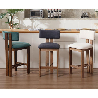 Holz Barhocker Set 2er – Gepolsterte Tresenhocker für Küche & Wohnzimmer
