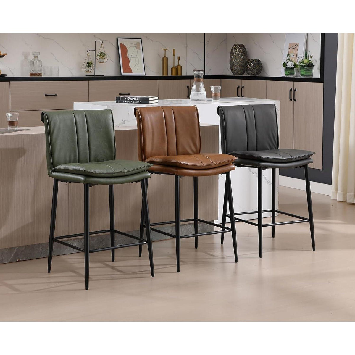 Barhocker Set Grau – Gepolsterte Bistrohocker für Bar & Küche
