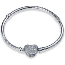 Sterling Silber Schlangen Gliederarmband mit Zirkonia, Damen Love Charm