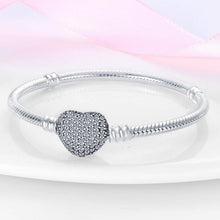 Sterling Silber Schlangen Gliederarmband mit Zirkonia, Damen Love Charm