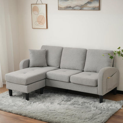 Eckcouch mit Chaiselongue – Grau, Modular & Platzsparend