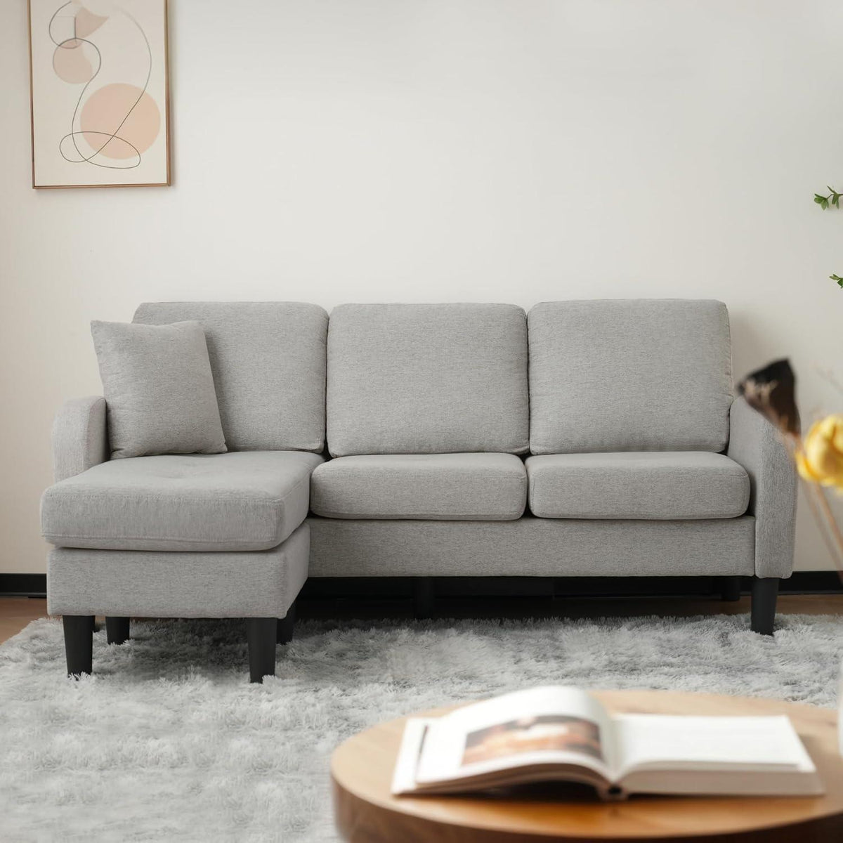 Eckcouch mit Chaiselongue – Grau, Modular & Platzsparend