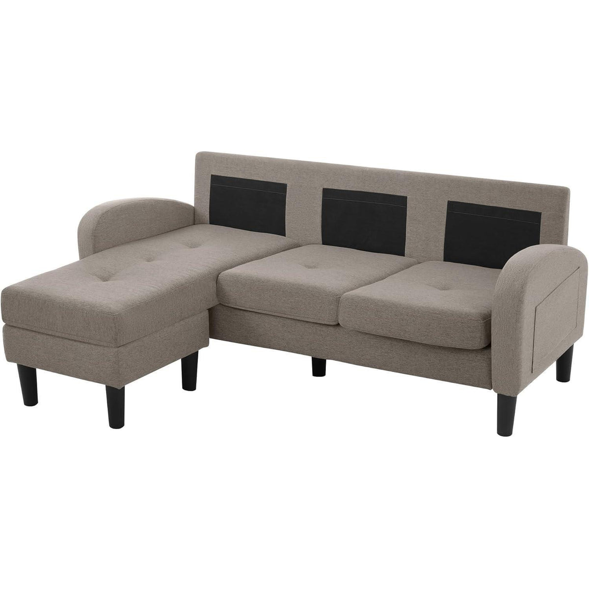 Ecksofa mit Chaiselongue – Dunkelgrau, 3-Sitzer, Modular