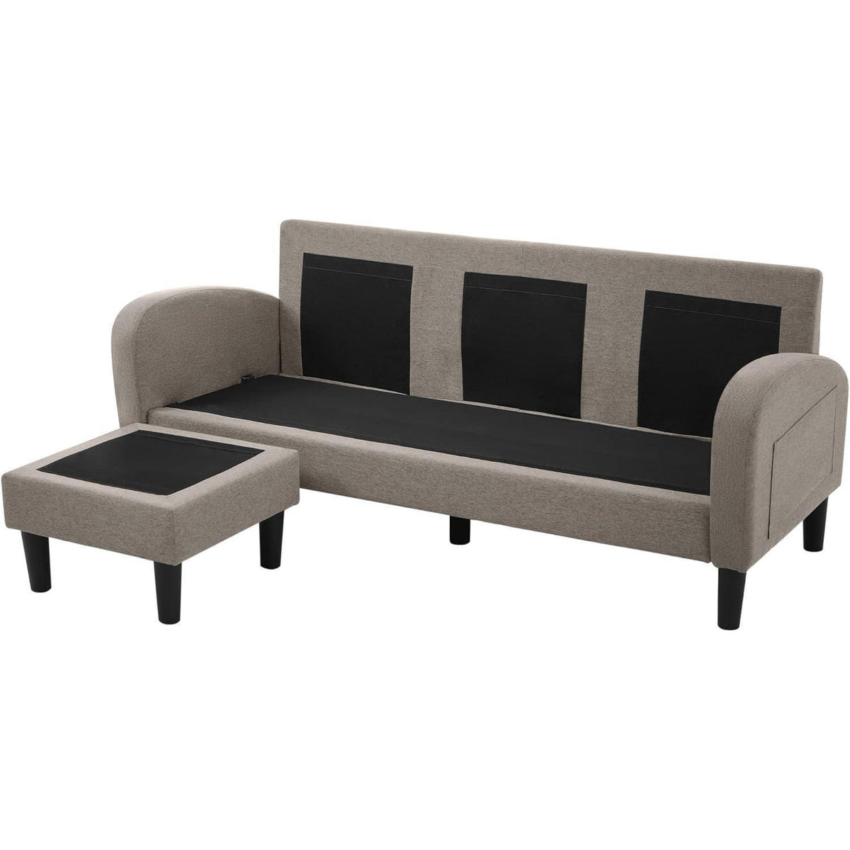 Ecksofa mit Chaiselongue – Dunkelgrau, 3-Sitzer, Modular