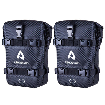Motorrad Sturzbügeltasche Wasserdicht 6L Carbon Schwarz 2er Set
