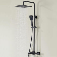 Duschsystem mit Thermostat, Regendusche Schwarz 25x25cm