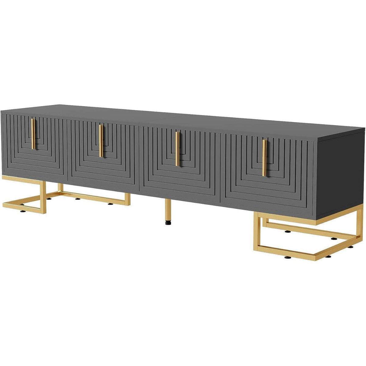 TV Lowboard Grau mit Struktur & Schubladen – 170x40x45.5cm