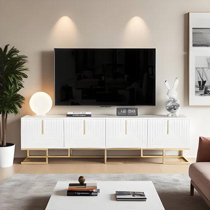 TV-Lowboard weiß mit goldenen Akzenten | 170x40x45.5cm