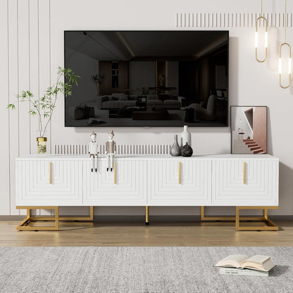 TV-Lowboard weiß mit goldenen Akzenten | 170x40x45.5cm