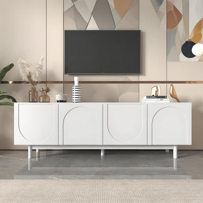 175cm TV-Kommode Weiß | Lowboard mit verstellbaren Einlegeplatten