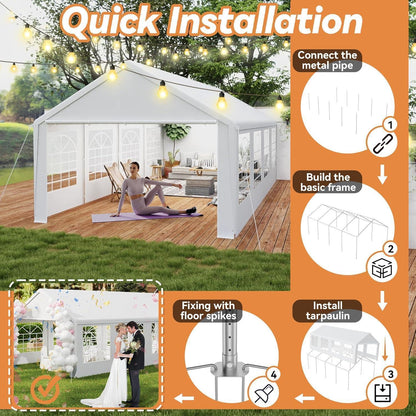 Party Zelt 4x8m Weiß – Wasserdicht & Stabil für Garten & Events