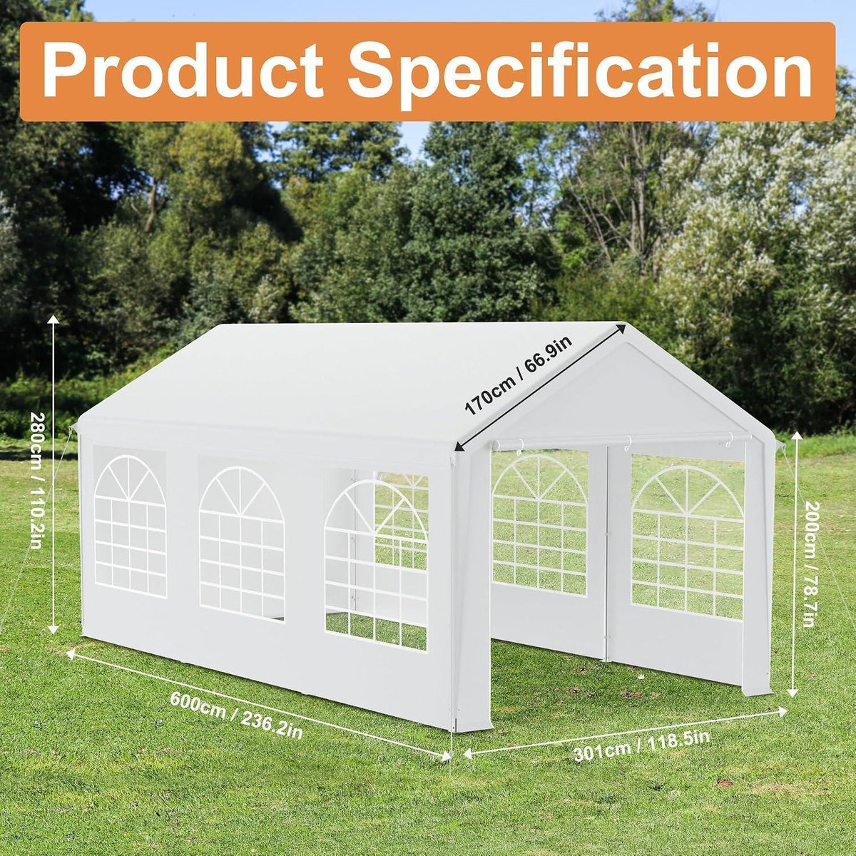 Party Zelt 3x6m Weiß – Wasserdicht & Stabil für Garten & Events