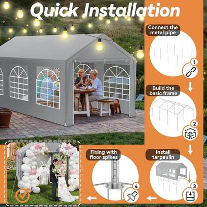 Party Zelt 3x6m Grau – Wasserdicht & Stabil für Garten & Events