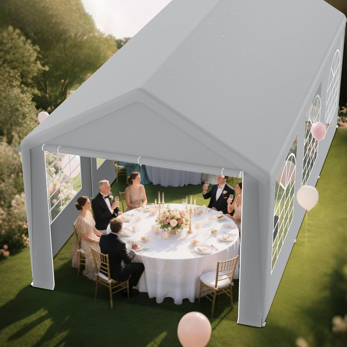 Party Zelt 3x6m Grau – Wasserdicht & Stabil für Garten & Events