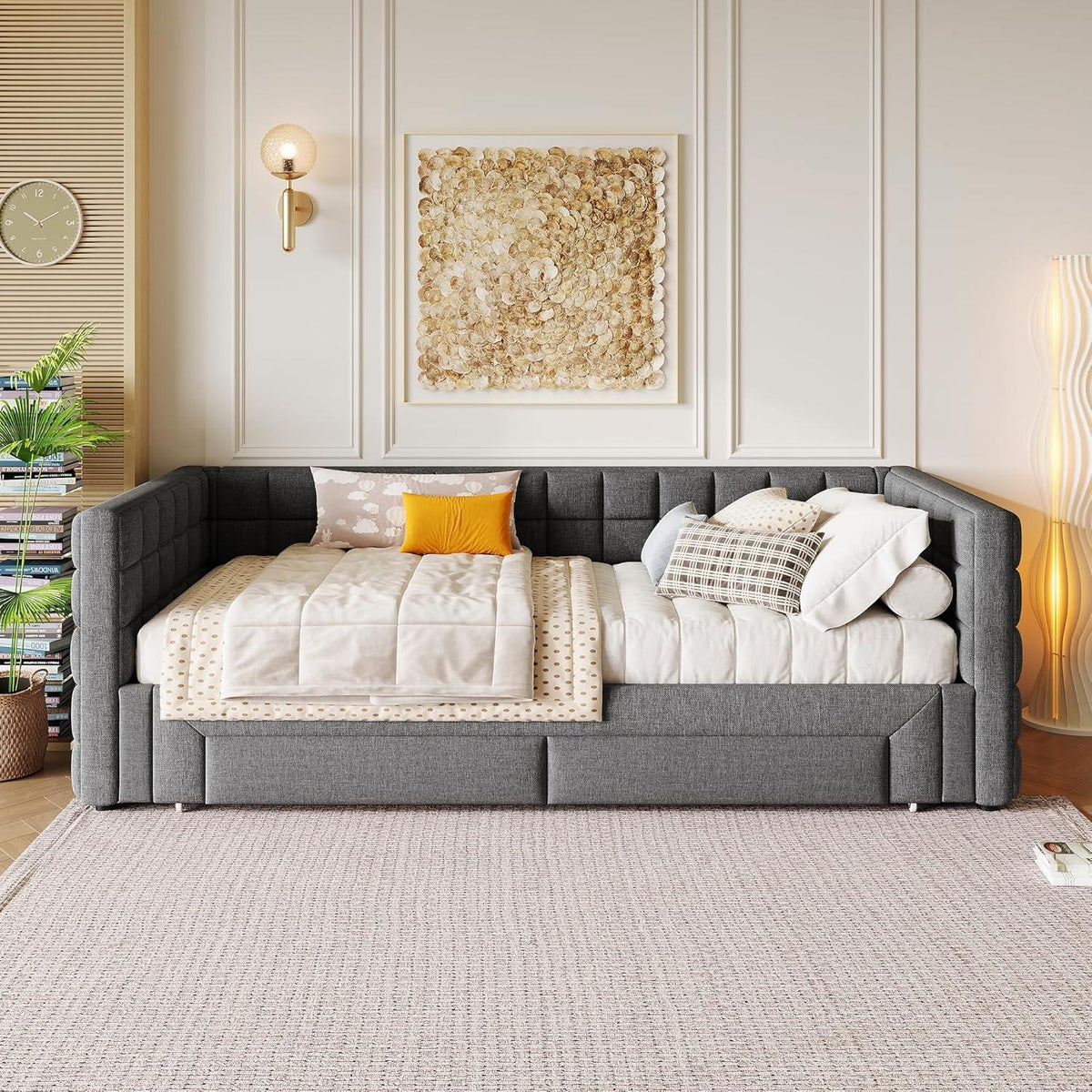 Tagesbett 90x200cm mit Bettkasten & ausziehbarer Liegefläche