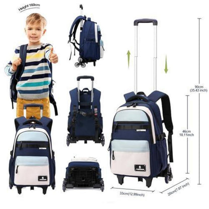 Schulrucksack mit Rollen für Kinder – Blauer Trolley Rucksack