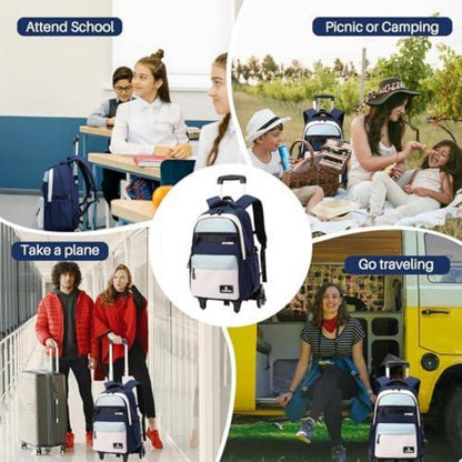 Schulrucksack mit Rollen für Kinder – Blauer Trolley Rucksack