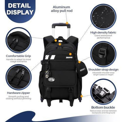 3er-Set Schulranzen mit Rollen – Kinder Schultasche Trolley Rucksack