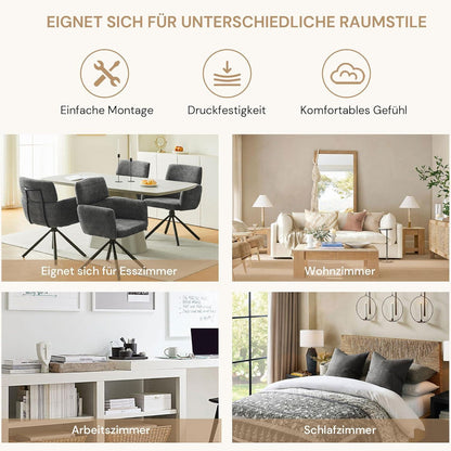Drehbarer Esszimmerstuhl mit Armlehnen – Grau