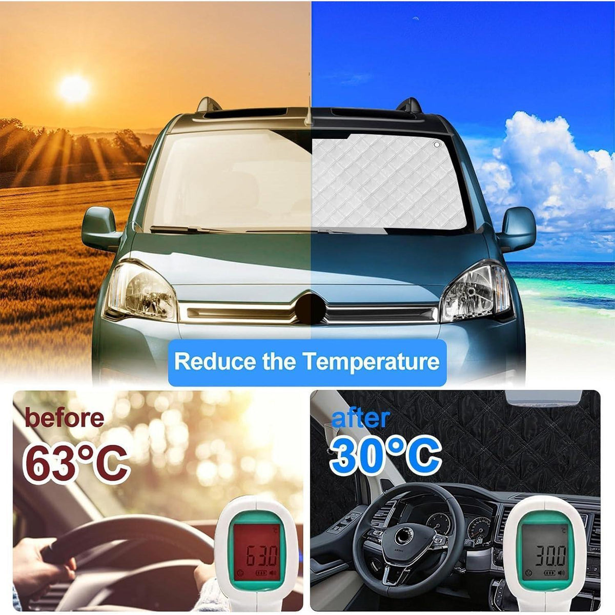 Thermomatte Citroen Dispatch 2006-2016 | 5tlg. Sonnenschutz Set