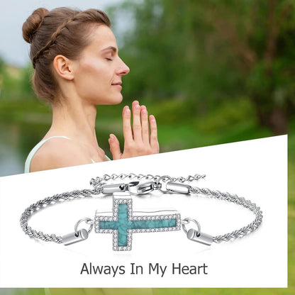 Kreuz Urnenarmband aus Sterling Silber für Asche & Erinnerungen