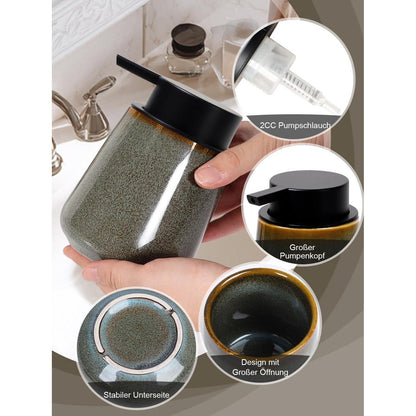 Keramik Schaumseifenspender Grün Braun - 350ml