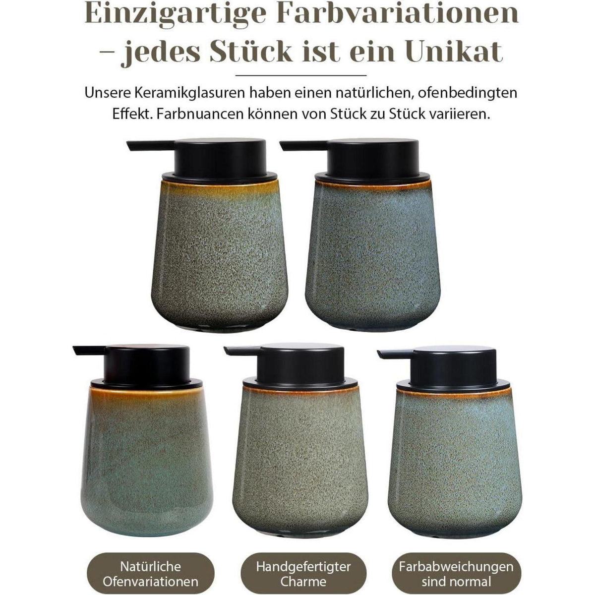 Keramik Schaumseifenspender Grün Braun - 350ml
