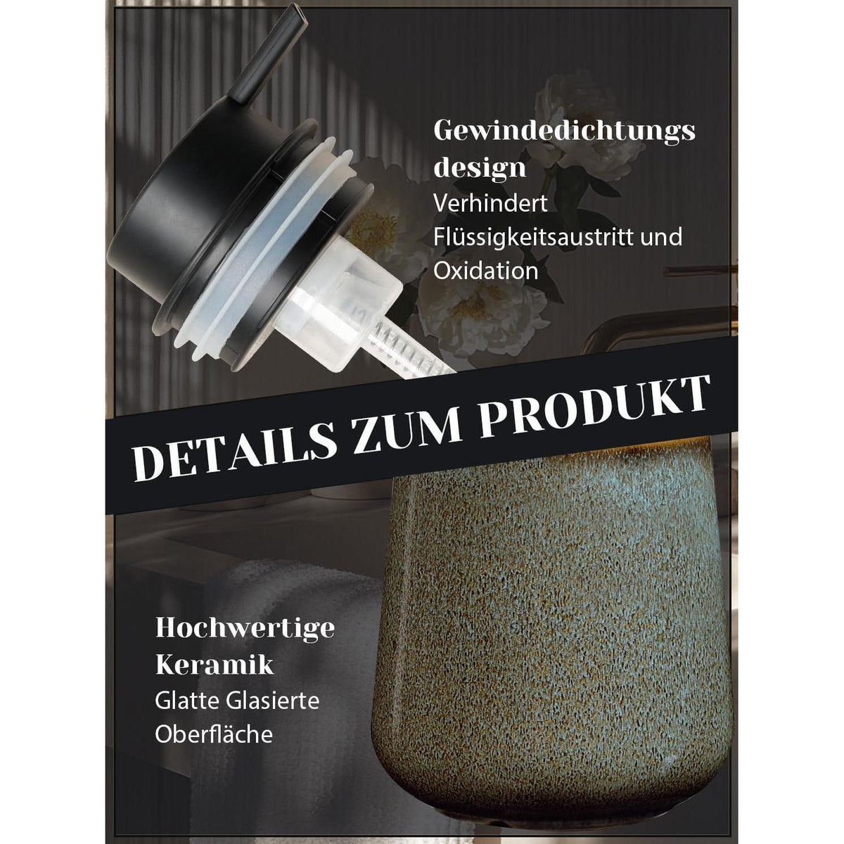 Keramik Schaumseifenspender Grün Braun - 350ml