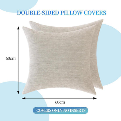 2er Set Kissenbezüge 60x60, Falsch Leinen, Beige