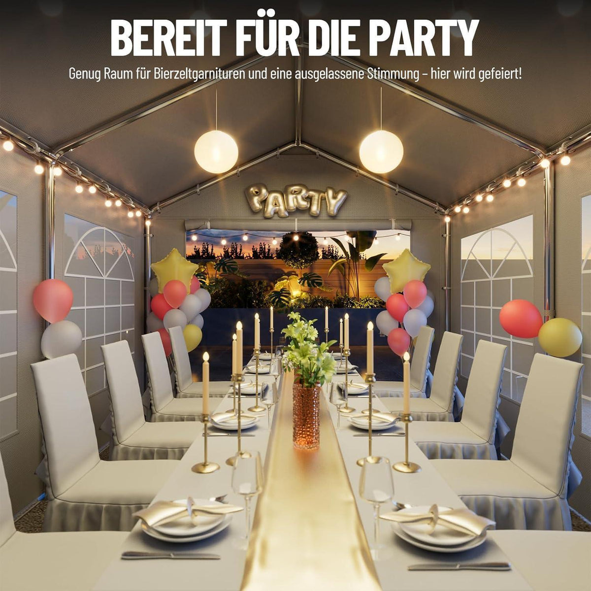 Party Zelt 3x4 – Wasserdicht, Stabil & Winterfest