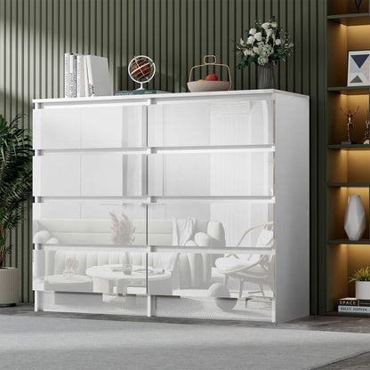 Weiße Kommode mit 6/8 Schubladen – Hochglanz Schlafzimmerschrank