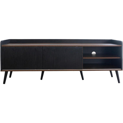 Schwarzer TV Schrank mit Schiebetür & 2 Schubladen (160x40x58cm)