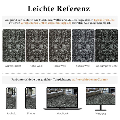 Vintage Teppich Schwarz 240x300cm Waschbar Wohnzimmer Teppich