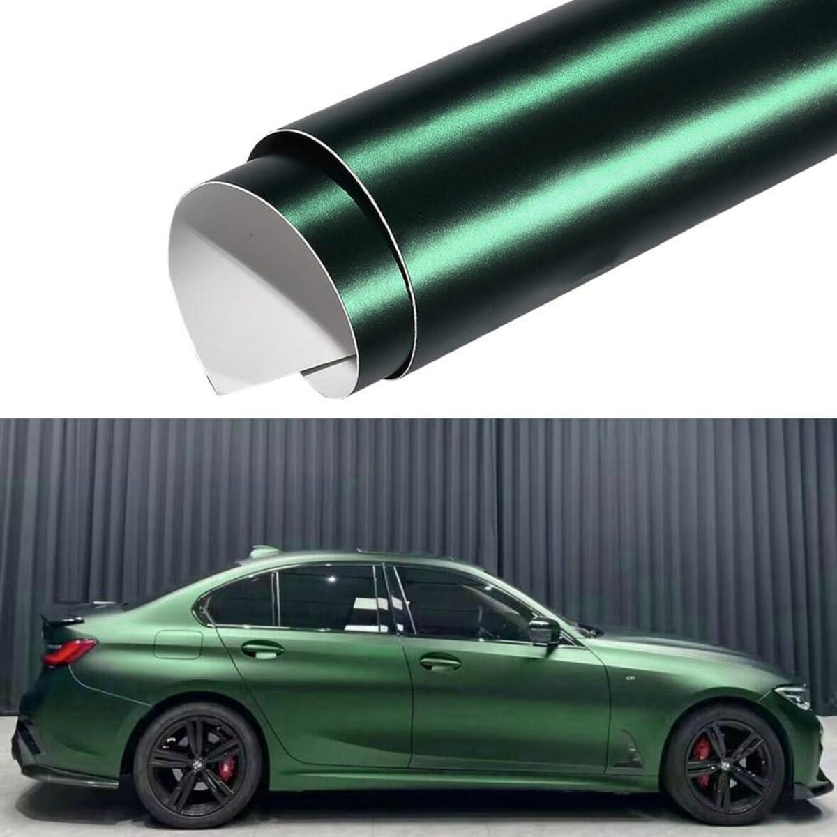 Dunkelgrüne Matt Metallic Autofolie mit Luftkanälen (3M x 152cm)