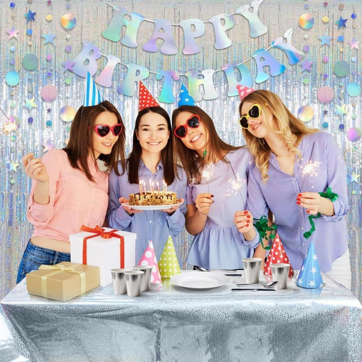 Silber Glitzer Tischdecke Geburtstag – Partydeko für Mädchen & Eurovision