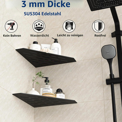 Eck-Duschregal Edelstahl 254mm Schwarz - 2er Set