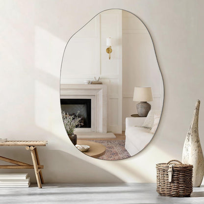 Asymmetrischer Wandspiegel Holzrahmen – Modern & Dekorativ 65x45 cm