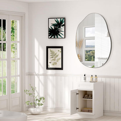 Asymmetrischer Wandspiegel Holzrahmen – Modern & Dekorativ 65x45 cm