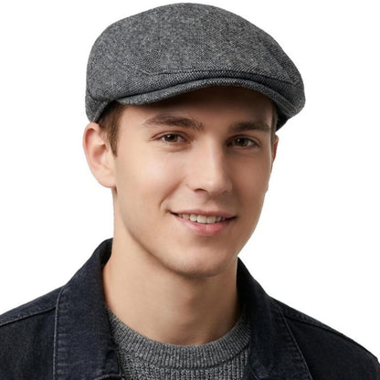 Herren Schiebermütze Winter - Dunkelgrau, Flat Cap Newsboy