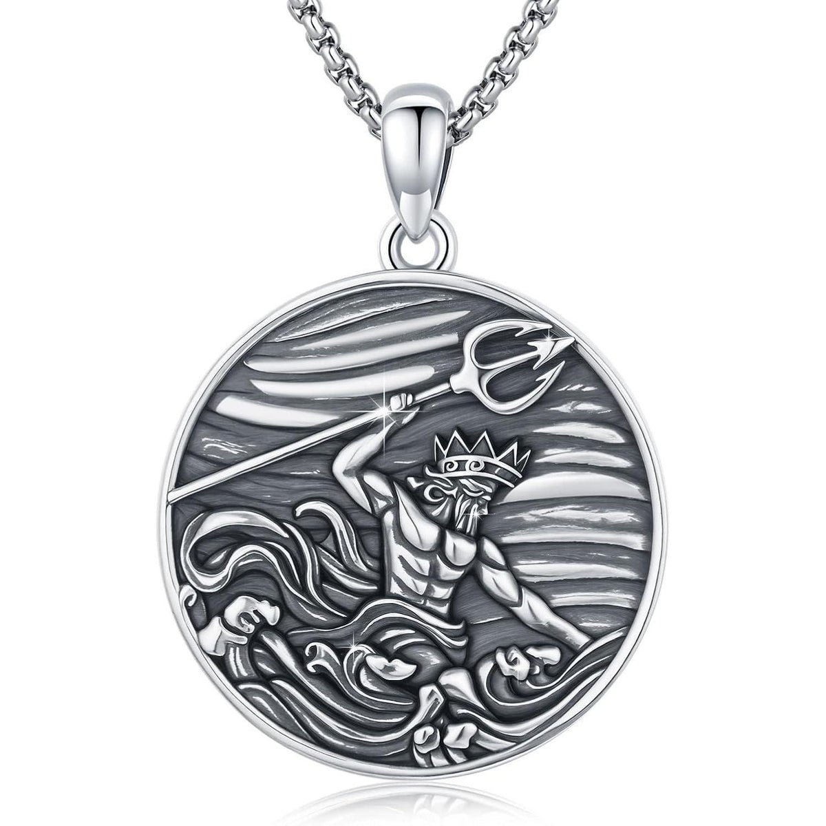 925 Sterling Silber Dreizack Halskette Poseidon Amulett Geschenk