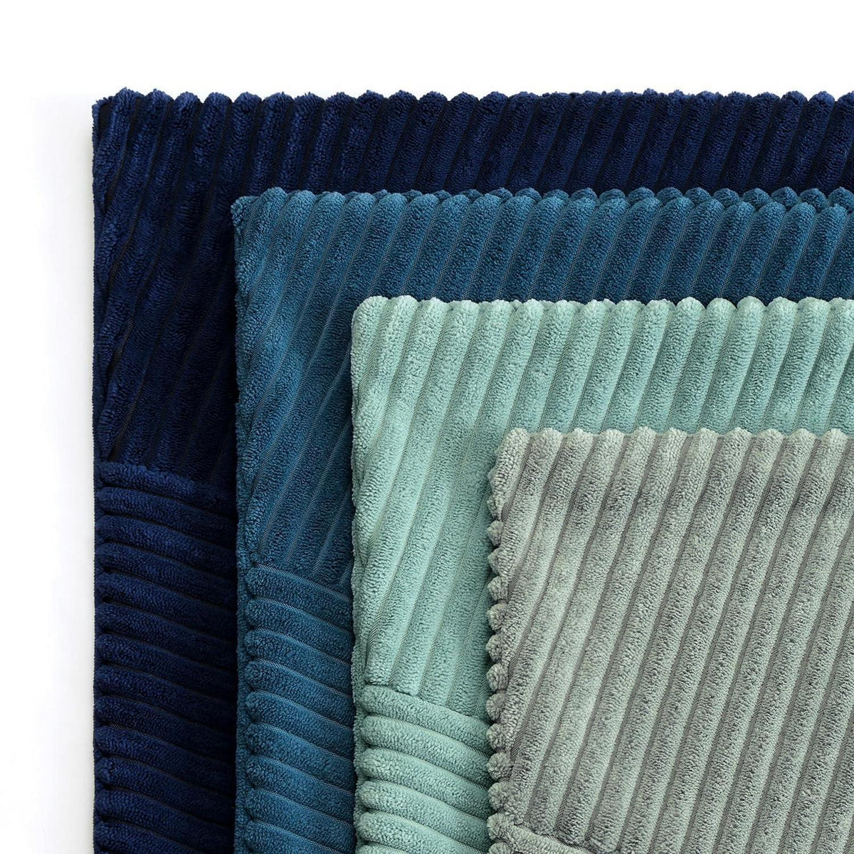 Cord Kissenbezug 50x50 cm, Blau gestreift, 4er Set