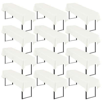 12x Elfenbein Biertisch Tischdecke 250x100cm – Waschbar & Blickdicht