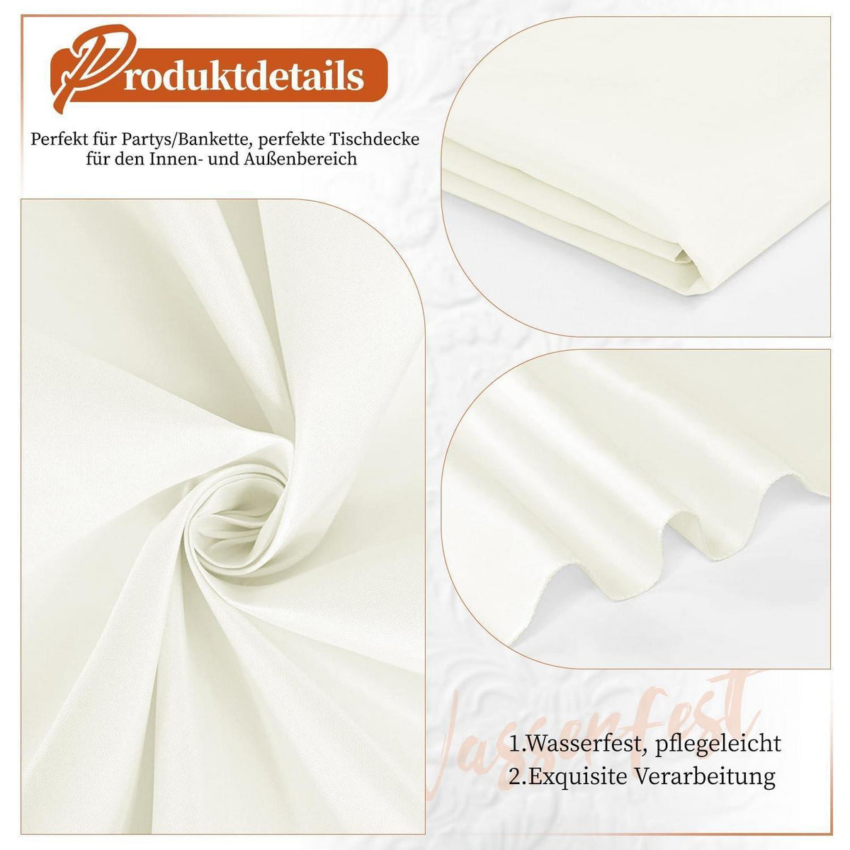 12x Elfenbein Biertisch Tischdecke 250x100cm – Waschbar & Blickdicht