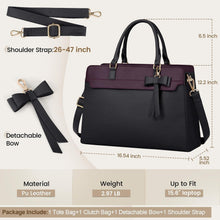 RAINSMORE Shopper Damen Laptoptasche 15.6 Zoll Wasserdicht Set Schwarz+Lila in Lederoptik